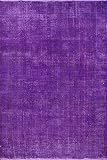 6.8x11 Ft Handmade Vintage Turkish Area Rug Over-Dyed in Purple, Ideal for Contemporary Interiors. A