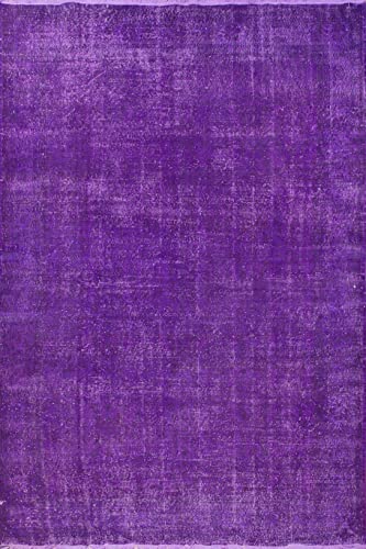 6.8X11 Ft Handmade Vintage Turkish Area Rug Over-Dyed In Purple, Ideal For Contemporary Interiors. A173 #TOP22