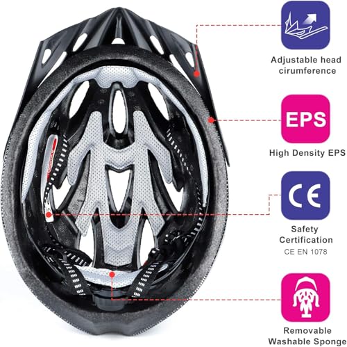 RaMokey Fahrradhelm für Erwachsene Herren Damen, EPS-Körper + PC-Schale, MTB Mountainbike Helm mit...
