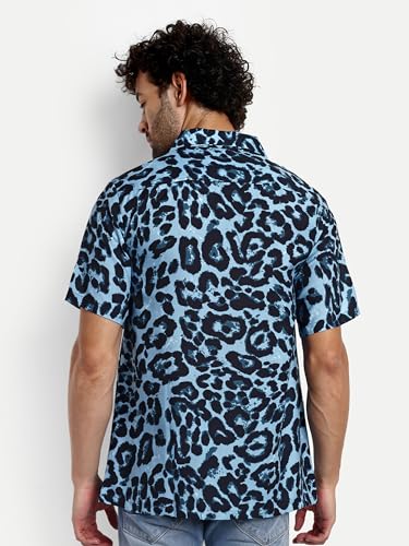 Image of GRECIILOOKS Men Rayon Casual Stylish Printed Regular Fit Formal Half Sleeve Shirt