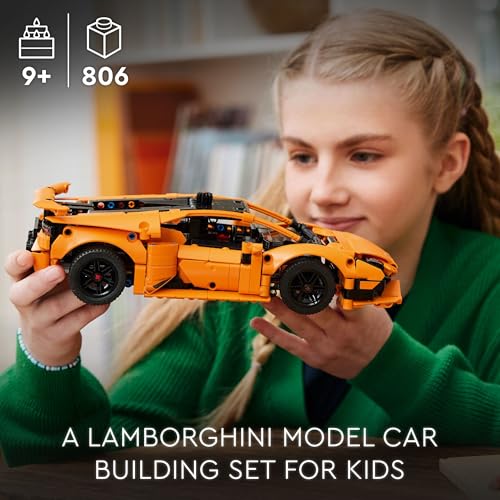 Image of LEGO Technic Lamborghini Huracan Tecnica Orange Toy Cars - Building Toys for Kids, Boys & Girls, Ages 9+ - Lamborghini Toy Car W / V10 Engine & Steering - Gift Ideas for Birthdays - 42196