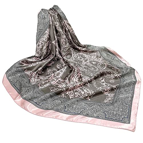 NOVMAY Women's Scarf Silk Like Hair Scarves Satin Headscarf 35 X 35 Inches (Pink)