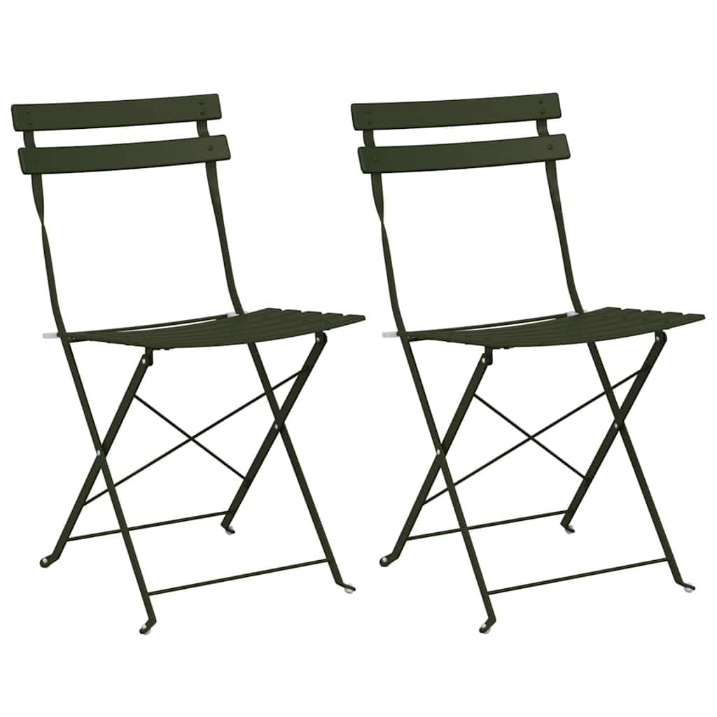 Klappstuhl 2er Set Metall Gartenstuhl Faltbar Grün 42x46x82 cm