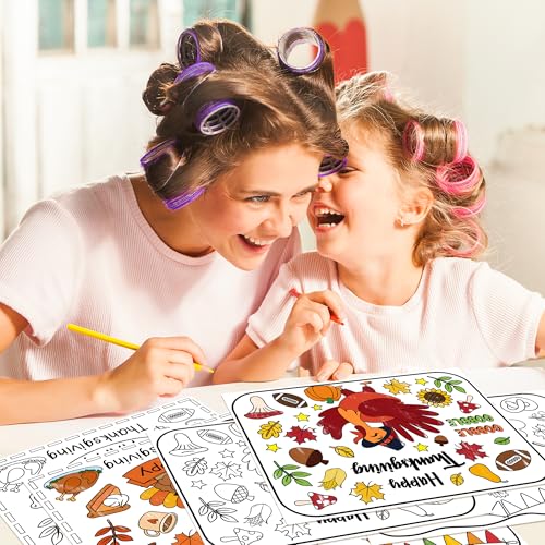 Eviter les taches : sets de table papier à colorier Thanksgiving enfant