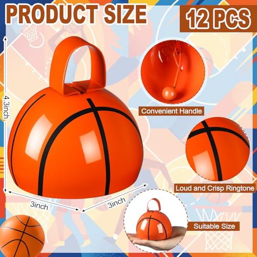 image for Boao 12 Pcs Basketball Cowbell Noise Makers 4 inch Metal Sports Cowbel