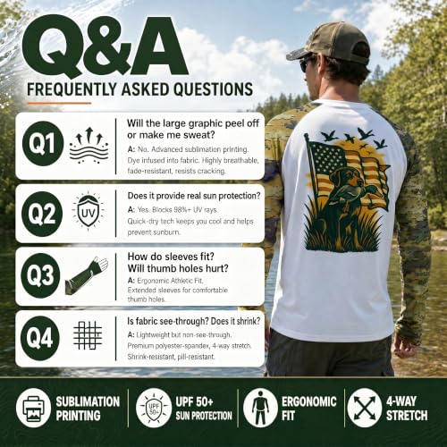 Riverruns Men's Camo Raglan Sleeve Graphic Shirt, UPF50+ Outdoor Top - image 8