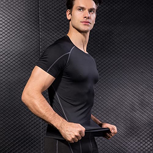 HUIOP Pacote Com 3 Camisas Masculinas De Manga Curta De Secagem Rápida Corrida Fitness Atlético Trei