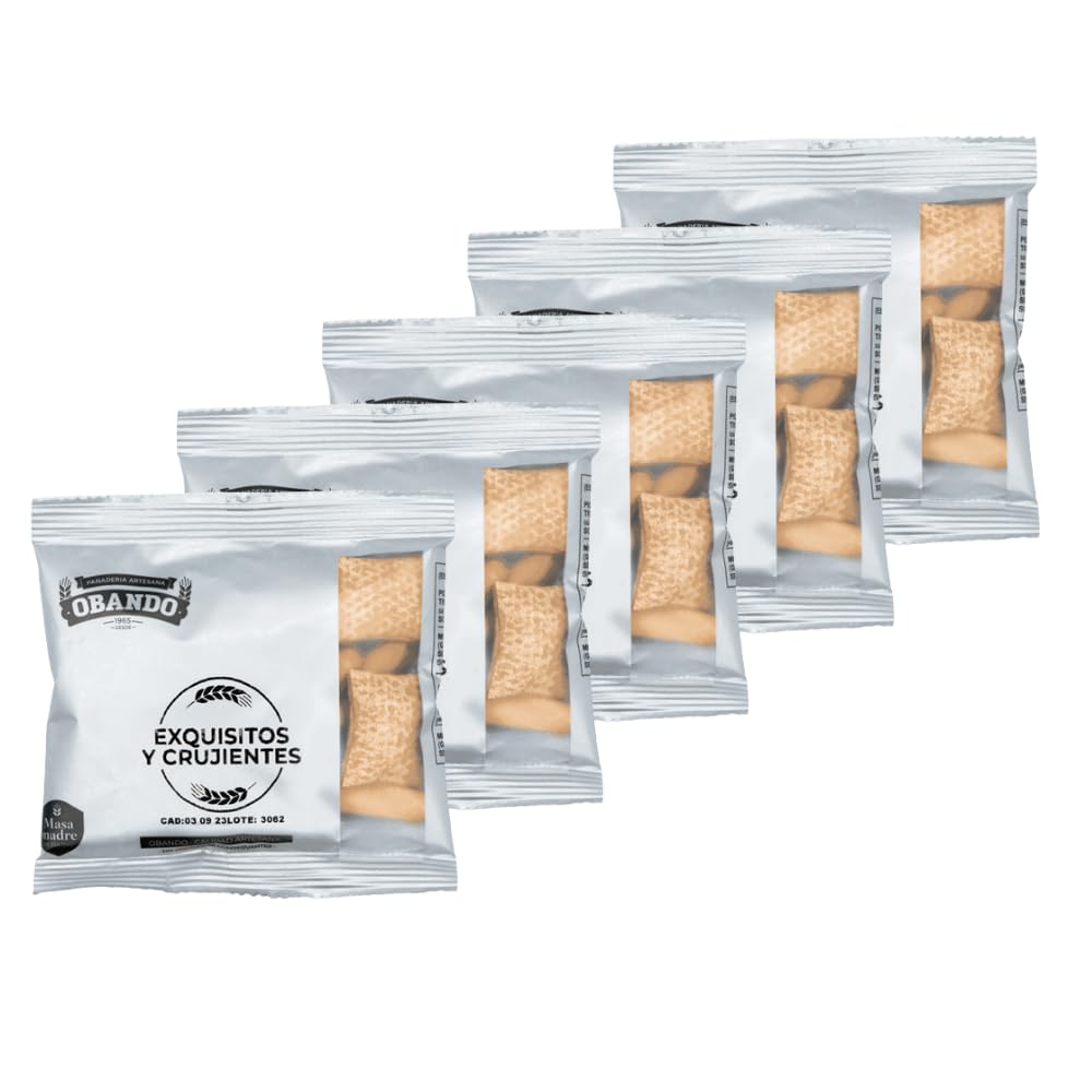 Rebujito Obando de Utrera Panes Artesanos - Crespillos, Regañas y Picos - Selección Gourmet Bolsa Con Masa Madre - Pack de 5 x 20 Gr - Panadería de Sevilla
