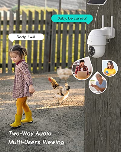 Security Camera Outdoor, 360° Ptz Security Cameras Wireless Outdoor Solar Powered, 2.4G Wireless Wifi Cameras For Home Security, 2K Night Vision, Pir Detection, 2 Way Audio,Ip66,Sd/Cloud Storage #TOP6
