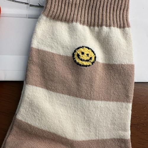 Womens 5 Pairs Cute Smile Face Cotton Mid Crew Socks Set - Funny Novelty Gift3