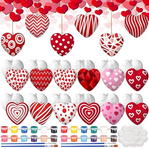 RoundFunny 24 Pcs Valentine's Day Heart Ceramics...