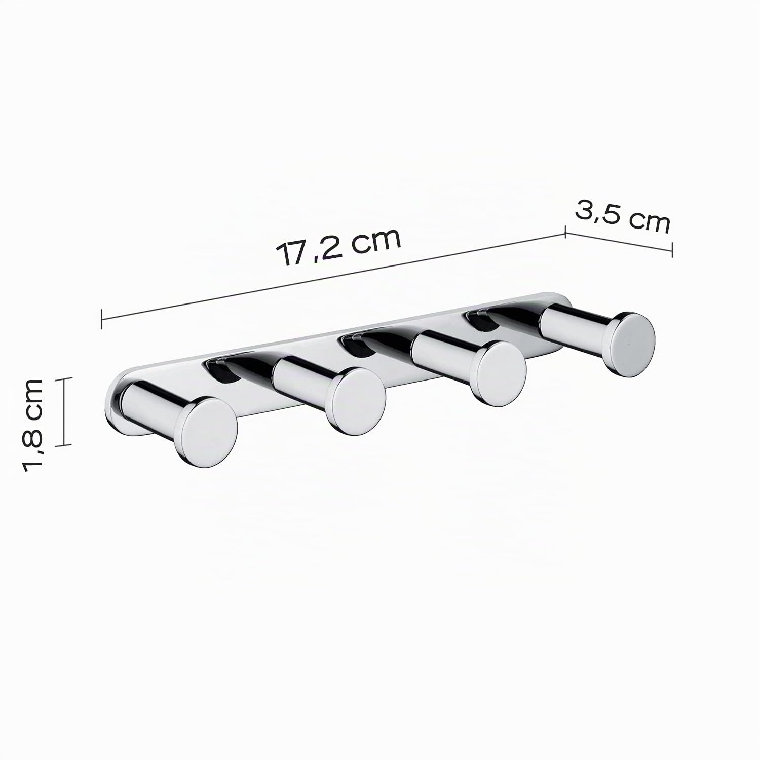 GEDY G-Canarie Appendiabiti multiplo (4 ganci) Cromato, Dimensione 1,8 X 17,2 X 3,5 CM peso 0,214 KG, Gancio appendiabiti realizzato in Cromall, Ottone e Vetro, Anni di garanzia 2, Design R&S Gedy