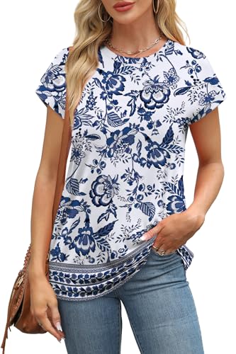 Image of Alaroo Womens Summer Tops Short Sleeve Shirts Crew Neck Tshirt Cute Trendy Tunic Blouses (S-3XL)