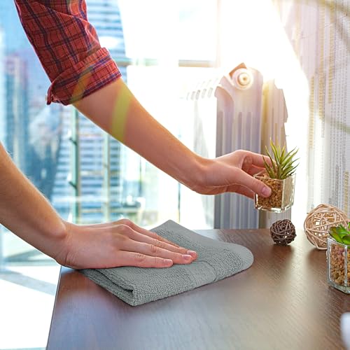 Image of Utopia Towels 12 Pack Premium Wash Cloths Set, 12 by 12 Inches, 100% Cotton Ring Spun, Highly Absorbent and Soft Feel Essential Washcloths for Bathroom, Spa, Gym, and Face, Cool Grey