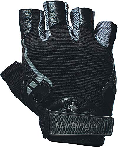 Gloves Harbinger Pro Non-Wristwrap Weightlifting | with Genuine Leather Palms That are Cushioned | Color Black (Large (Fits 8-8.5 Inches))