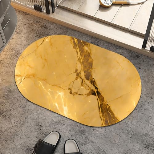 ZHUZHISHAN Golden Marble- Super Absorbent Quick-Drying Bathroom Mat Rug Rubber Non-Slip Bottoms Easy to Clean Ultra Thin Bathroom Rugs Fit Under Door and Bathtub(1624Inch)