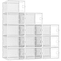 Kuject Shoe Storage Boxes Organizers Clear Plastic Stackable 12 Pack, Shoe Rack & Holder Substitute, Sneaker Containers