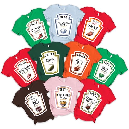 Condiment Costume T-Shirts - Halloween Condiments Costumes Shirts - Family Matching Shirts - Halloween Personalized T-Shirts - Customized Condiment T-Shirt - Matching Costumes for Family