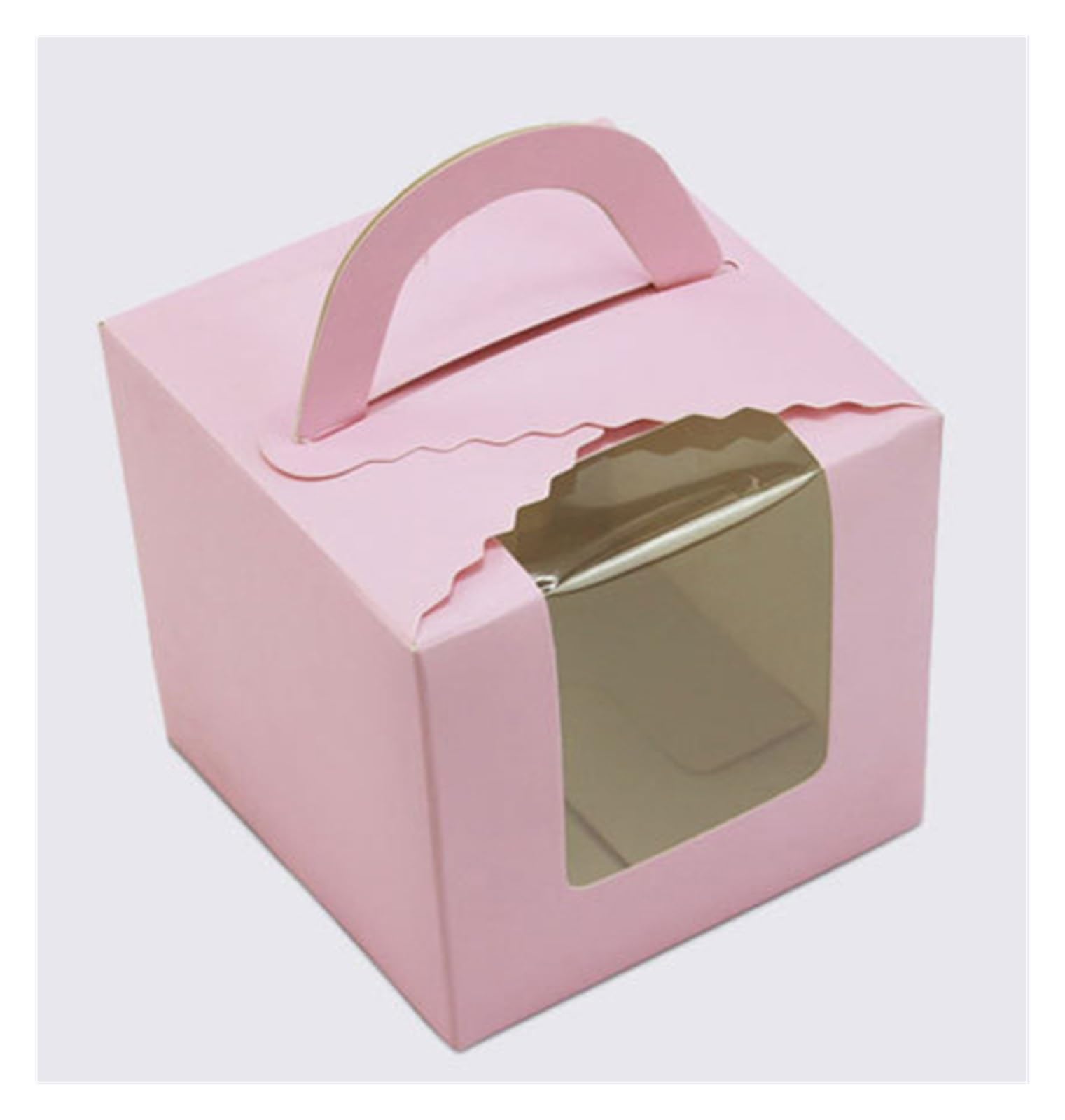 Scatole Per Cupcake 50 pezzi 93*93*110mm scatola di torta di carta Kraft con finestra in PVC biscotti biscotti cupcake scatola di imballaggio scatola di imballaggio regalo di carta Kraft per Scatole P