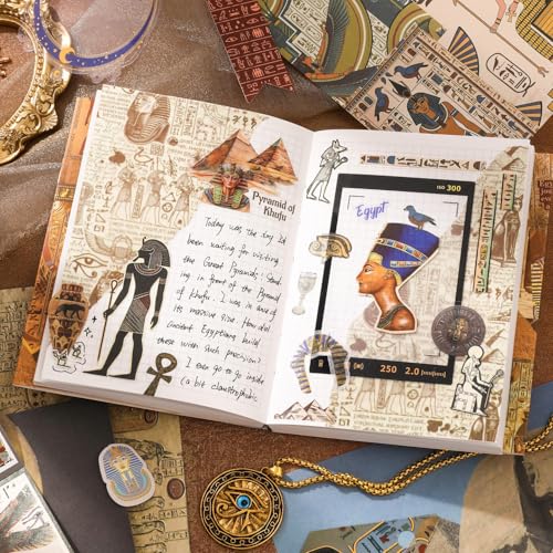Image of GDNK Scrape Book Kit Scrapbooking Kit Vintage Journal Scrapbook Pack DIY Paper Stickers, Craft Kits Notebook, Collage Album Aesthetic Sticker Journaling Scrapbook Photo Album (Egypt)