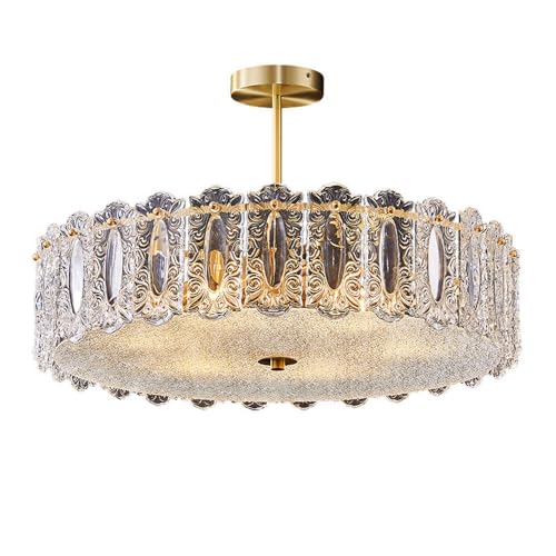 Lampe suspendue dorée circulaire en verre : luminaire de couloir et chambre