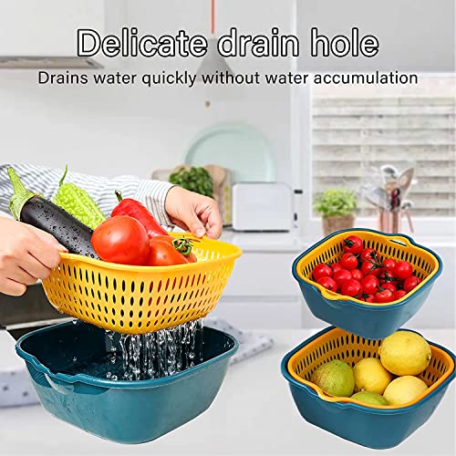 Linbonio 6 Pack Vegetable Basket, 2 In 1 Drain Colander Colander Set, Strainer Basket For Draining Fruit Vegetable Noodles #TOP2