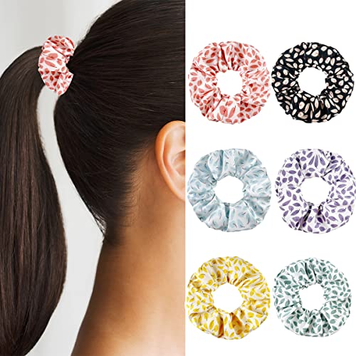 Scrunchies Hair Ties Chiffon Leaf Hair Ties Chiffon Hair Rings Cute Hair Ties Ponytail Holder Elastic Hair Ties Women's Girls' Hair Ties Hair Accessories (Pack Of 6) #TOP1