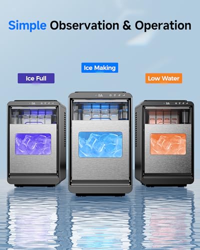 Image of Crescent Ice Maker Countertop, 35Lbs /24H, Clear Ice Maker with Self-Cleaning & Timer, 16 Crystal-Clear Ice in 12 Mins, Countertop Ice Makers for Home, Office or Party