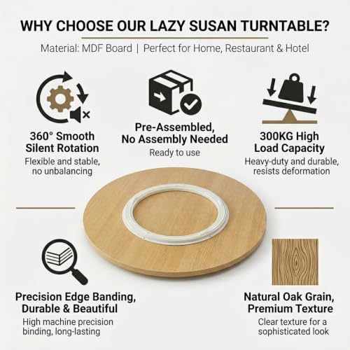Plateau tournant bois de table blanc 50cm : la solution pour partager vos plats sans encombre - 7