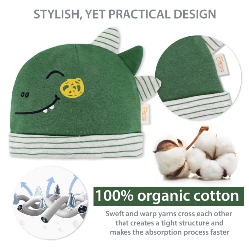 Dokma Organic Cotton Toddler Hat Set 4 With Cute Dinosaur Design For Baby Boy, Baby Girl 0-6 Months #TOP1