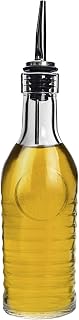 Bormioli Rocco Officina 1825 270ml Glass Olive Oil & Vinegar Bottle with Stainless Steel Pouring Spout - Industrial Style, Dishwasher Safe