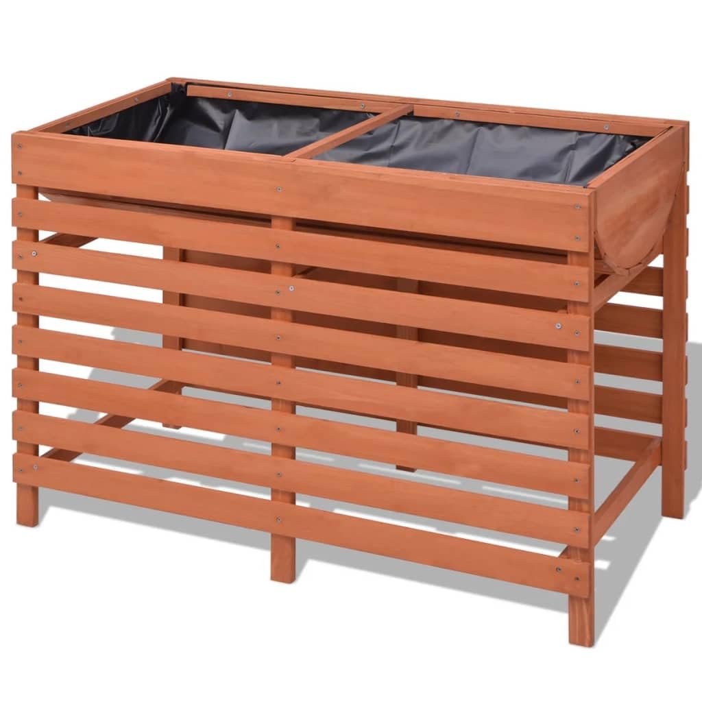Drewniana skrzynka na kwiaty 100 x 50 x 71 cm do ogrodu ogrodu balkonowego, zewnętrzna skrzynka na kwiaty z drewna świerkowego lakierowana brązowa, solidna i trwała, ergonomiczna konstrukcja