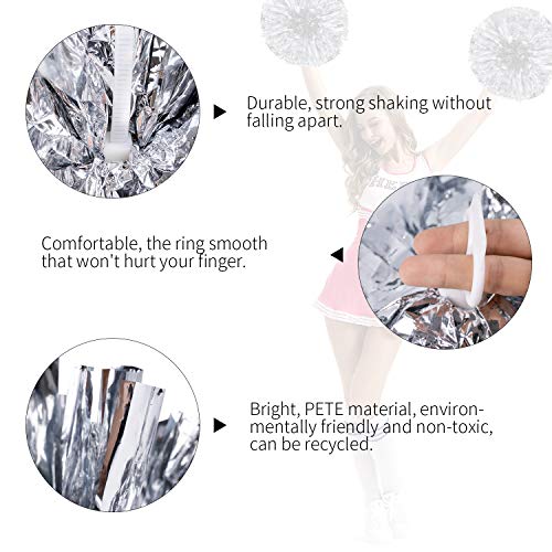 image for Ueerdand Pack of 4 Cheerleading Pom Poms Foil Plastic Metallic Cheerle