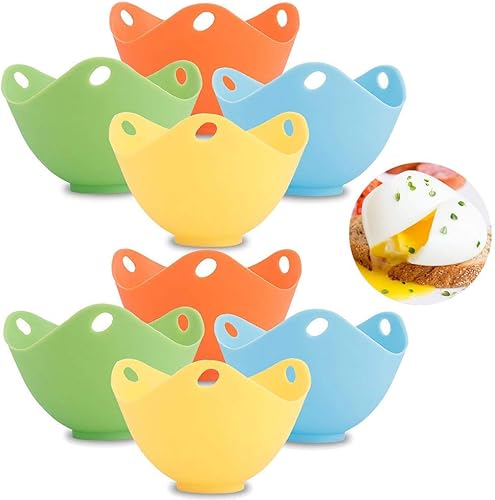 Cazador escalfador de huevos con parte inferior plana de silicona para huevos escalfados, huevos escalfados de silicona para huevos duros suaves