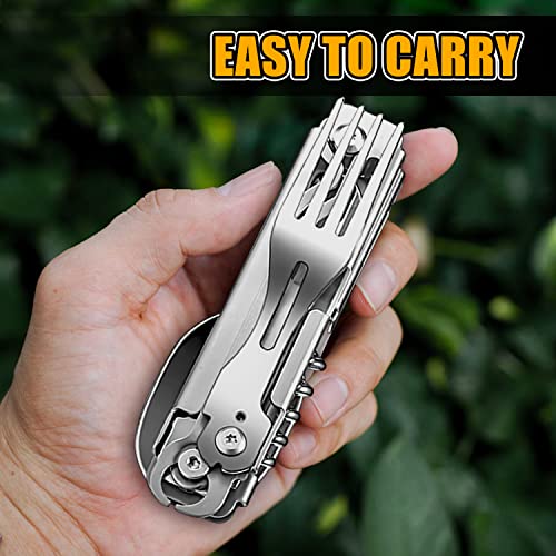 Camping Utensils Portable Camping Utensil Set Camping Cutlery Set, 7 In 1 Camping Flatware Spoon Fork Knife Combo Set Travel Camp Backpacking Cutlery #TOP4