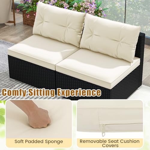 5-Pieces-Patio-Furniture-Set-Outdoor-Sectional-Sofa-with-Tempered-Glass-Coffee-Table-Cushions-Wicker-Patio-Conversation-Set-for-Porch-Deck-Balcony-Poolside-Backyard 5 Pieces Patio Furniture Set Outdoor Sectional Sofa with Tempered Glass Coffee Table Cushions Wicker Patio Conversation Set for Porch Deck Balcony Poolside Backyard