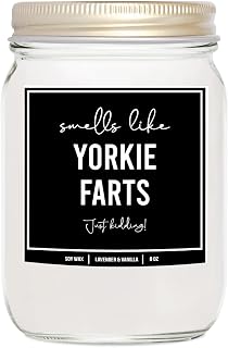 You Nique Designs Yorkie Gifts for Yorkie Lovers - Dog Fart Candle, Yorkie Candles for Women, Men - Dog Dad, Mom Gifts Idea - Yorkshire Terrier Decor, Ornament (Lavender & Vanilla)