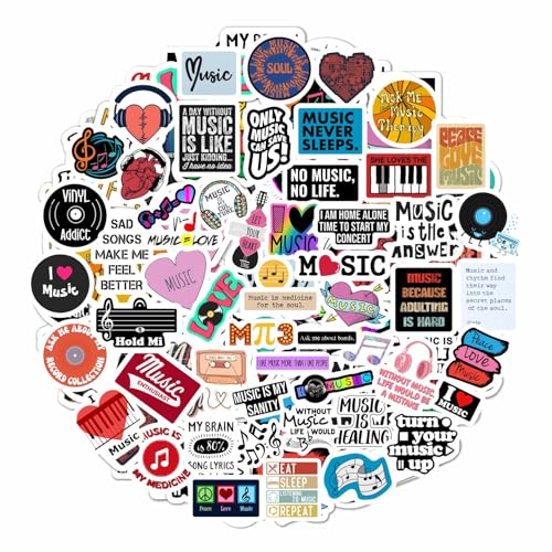BulbaCraft 100Pcs Music Stickers for Water Bottle & Laptop, Musical Stickers & Decals for Adults, Gifts for Music Lovers & Musicians, Gifts for Women & Men