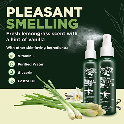Medella Naturals INSECT REPELLENT - 4 OZ. - 2 PACK Deet-Free Insect & Mosquito Repellent Pack Of 2 (4 Oz) – Nice Smelling Insect Repellent With Lemongrass Oil Safe For Pets And Kids – Bug Spray Against Mosquitoes thumb #3