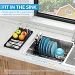 ANTOPY Sink Dish Drying Rack - Expandable Small Dish Rack Over Sinks with Silicone Drying Tray, Dish Drainer for Kitchen Counter with Cutlery Holder, Drying Rack Fit for 14’’-19’’ Kitchen Sink - Image 4