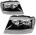 ECCPP Headlight Assembly Fit 1999-2004 for Jeep Grand Cherokee WJ Pair Headlamps Black Housing CH2502138