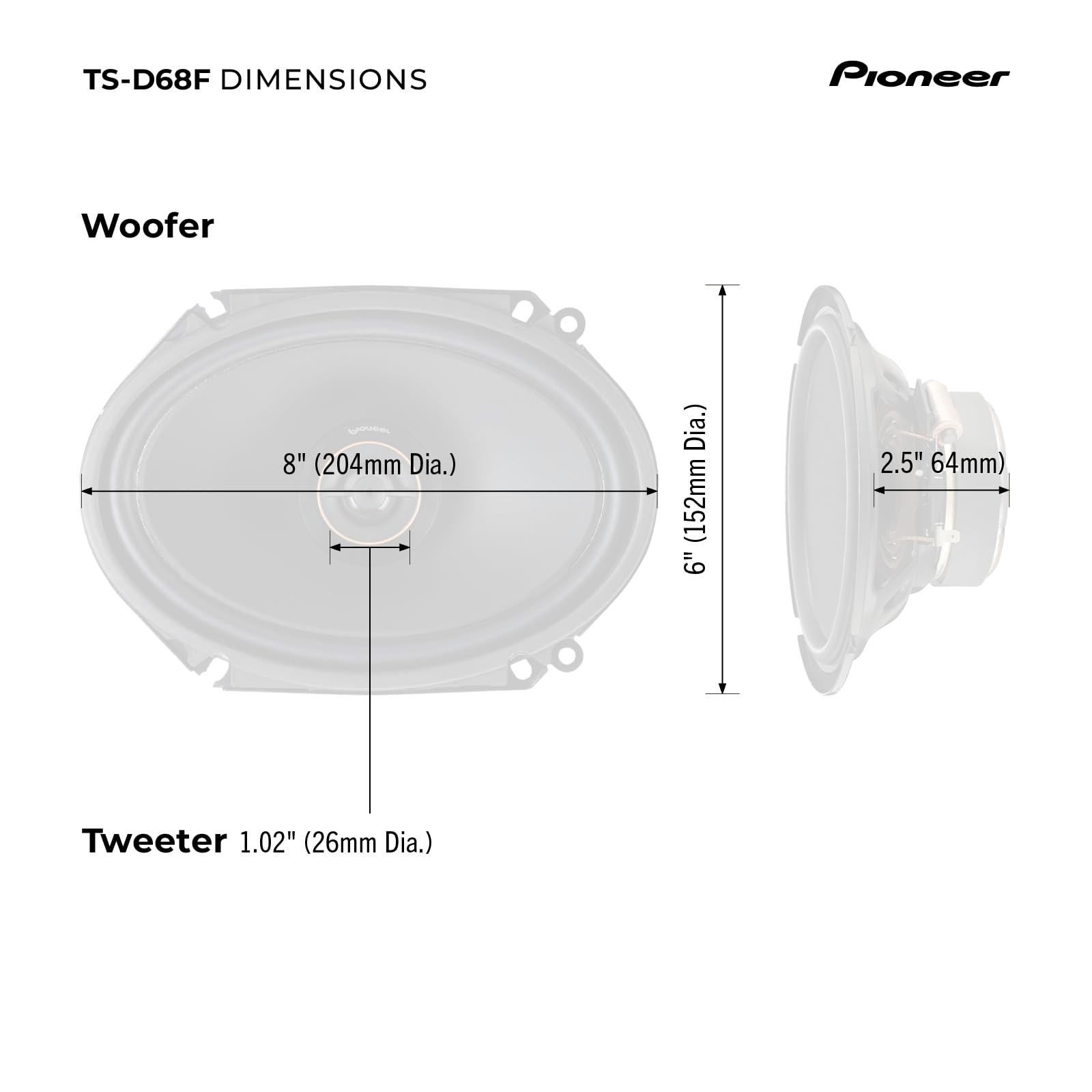 Amazon.com: Pioneer D-Series TS-D68F 6” x 8” 2-Way Speakers (Pair