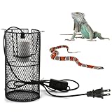 Reptile Heat Lamp Guard Ceramic Heat Emitter Basking Heater Lamp Reptile Accessories for Turtle Snakes Lizards Frogs Chicks with Power Switch & Anti-Biting Hanging Hook Design Round Without Bulb 150w