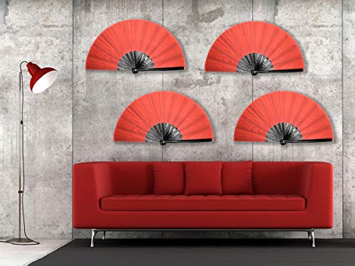 Omytea Chinese Kung Fu Tai Chi Large Hand Folding Fan For Men/Women - With A Fabric Case For Protection - For Performance/Dance/Fighting/Gift (Red) #TOP7