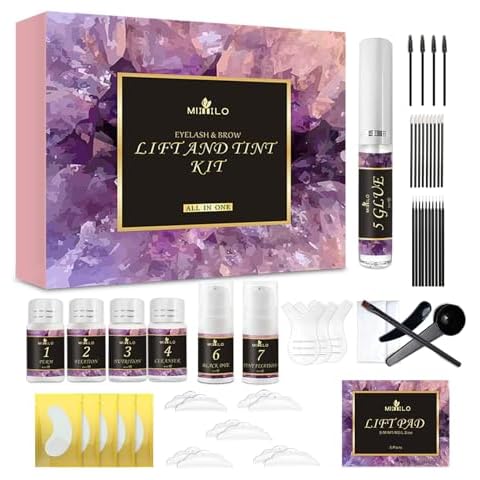 Lash Lift Kit & Brow Lamination Kit, Eyelash Perm Kit, Eyebrow Lamination Kit, Eyelash Lift Kit & Brow Lift kit with Black Color, 4-in-1 Solution, Fuller Brows & Lashes Lasts for 8 Weeks (Black) Cover