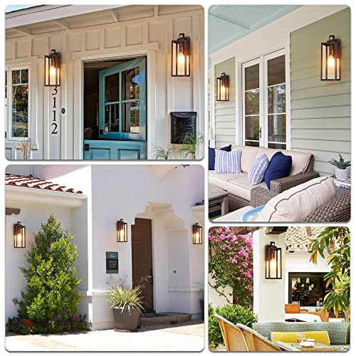 Pia Ricco Large Size Outdoor Wall Lights, 18 Inch Oversized Matte Black Exterior Light Fixture With Clear Glass, Waterproof Front Porch Lighting, Modern Sconces Lantern For House, Garage, Etl Listed #TOP5