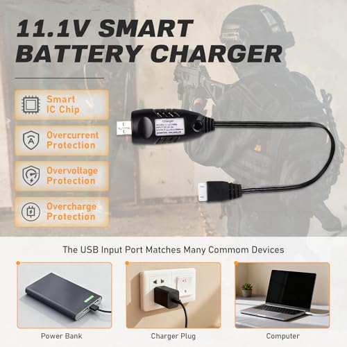 VICMILE 3300mAh Airsoft Battery 11.1V Nunchuck Battery with Mini Tamiya Plug 3S Rechargeable Stick Shape Butterfly Fit for aeG AK47 M4 MP5 and Most Airsoft Model Guns Rifles