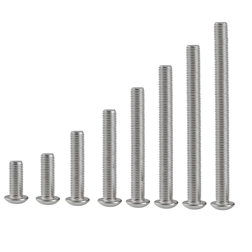 (M10 x 20 mm, 100 piezas) Juego de pernos de acero inoxidable M10, ideal para proyectos de carpintería y reparación, tornillos de cabeza redonda y cierres de cabeza de botón plateados