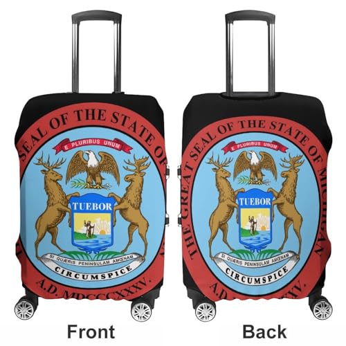 Seal of Michigan Luggage Covers Washable Travel Suitcase Cover Elastic Baggage Protector3