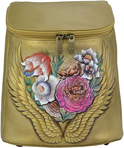 Anuschka Women’s Genuine Leather Backpack - Hand Painted Exterior - Angel Wings